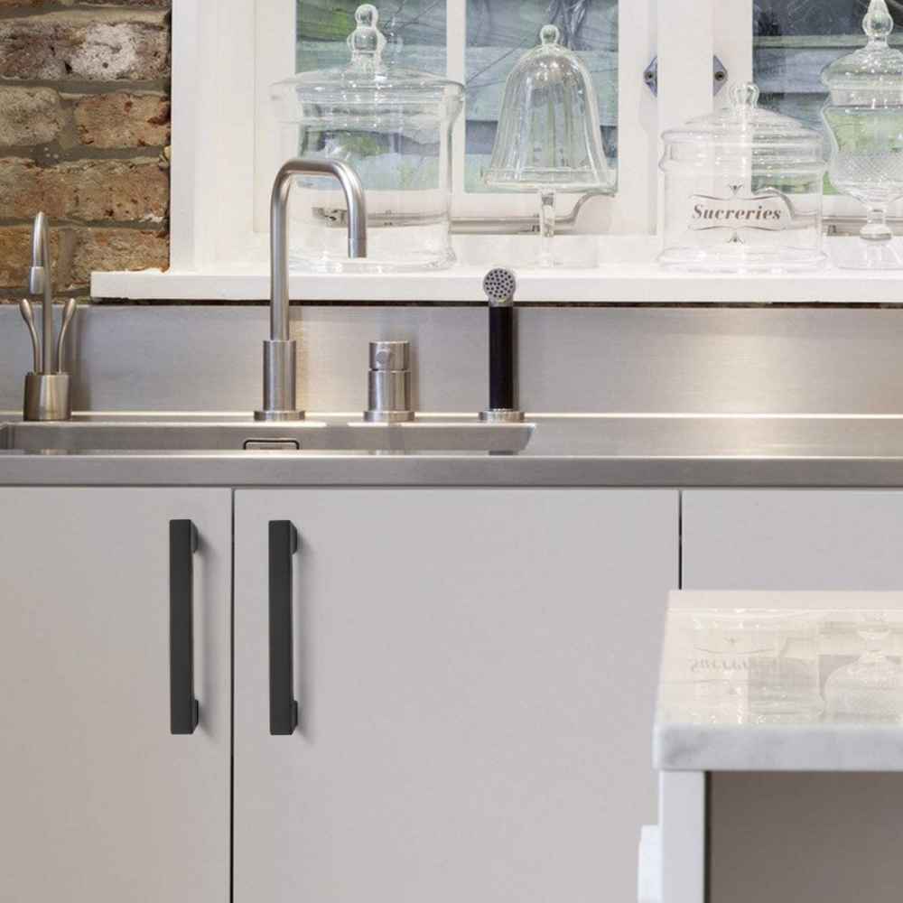 4-in. x 1.25-in. Stainless Steel Cabinet Cabinet Handle In Black