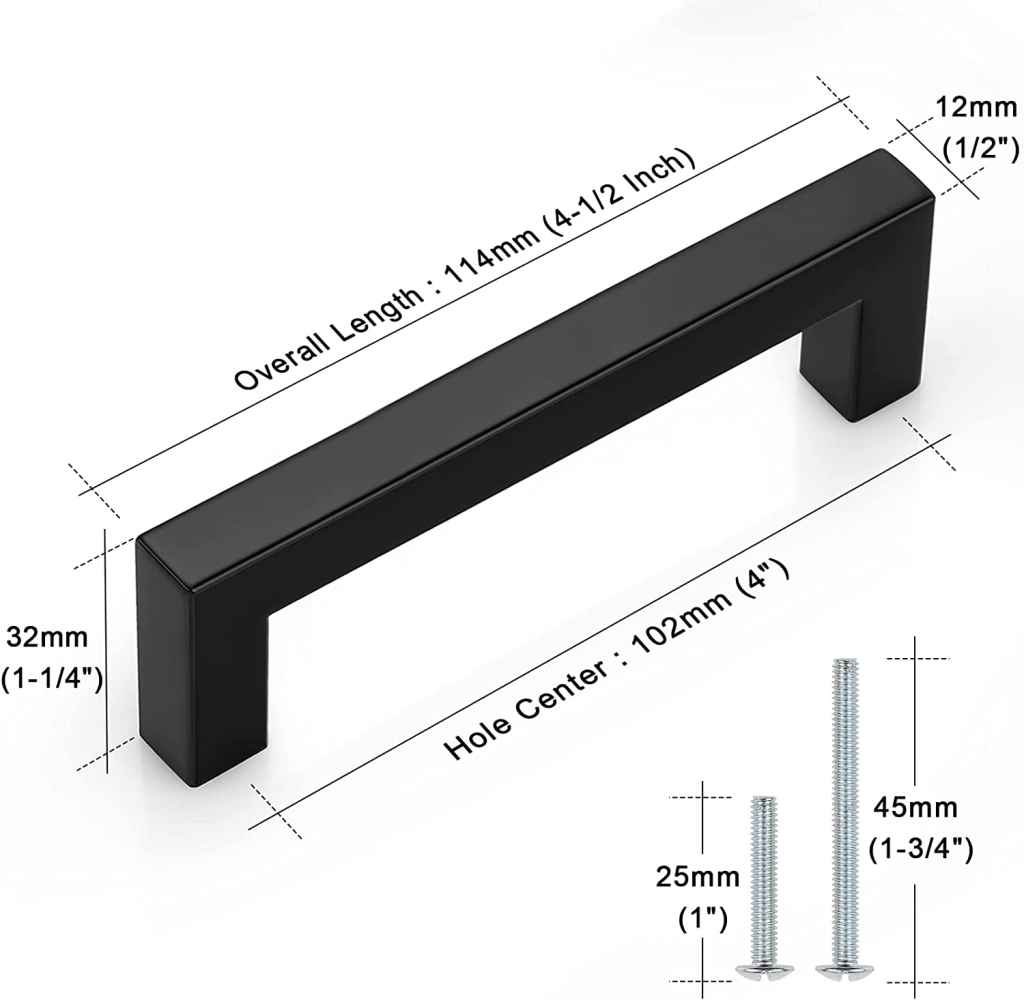 4.5-in. x 1.25-in. Stainless Steel Cabinet Cabinet Handle In Black