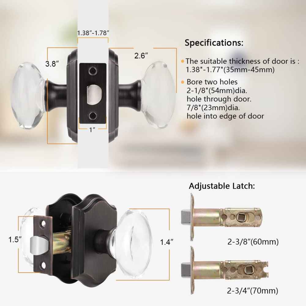 2.63-in. x 0.03-in. Glass-Zinc Alloy Door Door Lock In Oil Rubbed Bronze