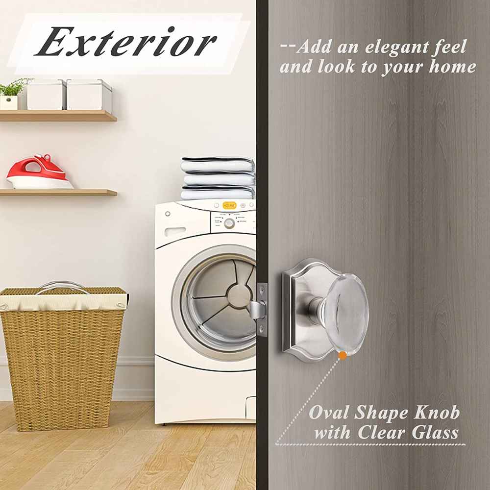 2.64-in. x 0.03-in. Crystal-Zinc Alloy Door Door Lock In Satin Nickel