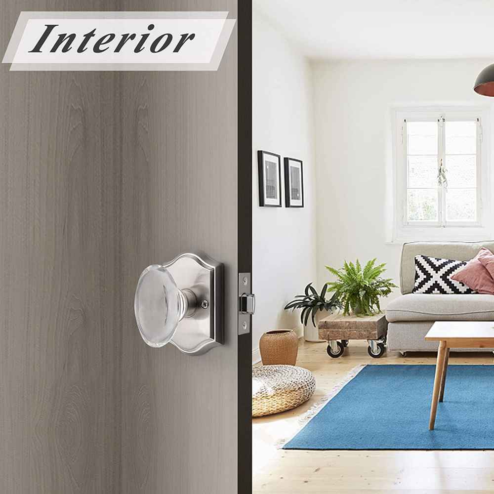 2.64-in. x 0.03-in. Crystal-Zinc Alloy Door Door Lock In Satin Nickel