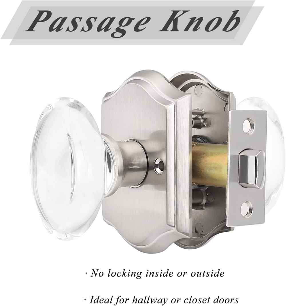 2.64-in. x 0.03-in. Crystal-Zinc Alloy Door Door Lock In Satin Nickel