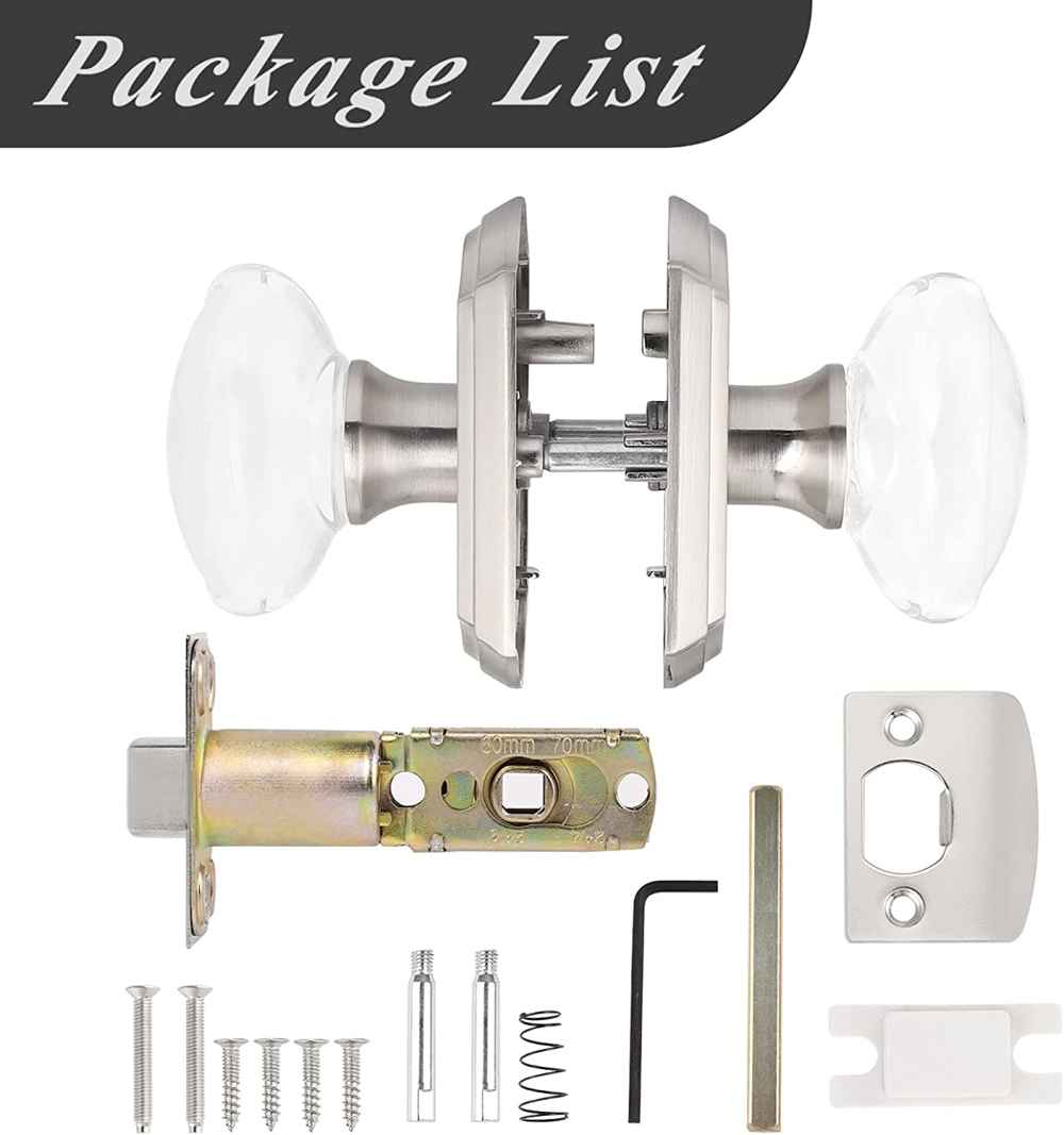 2.64-in. x 0.03-in. Crystal-Zinc Alloy Door Door Lock In Satin Nickel