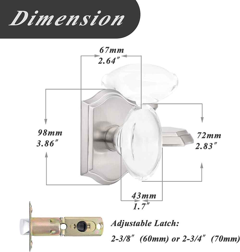 2.64-in. x 0.03-in. Crystal-Zinc Alloy Door Door Lock In Satin Nickel
