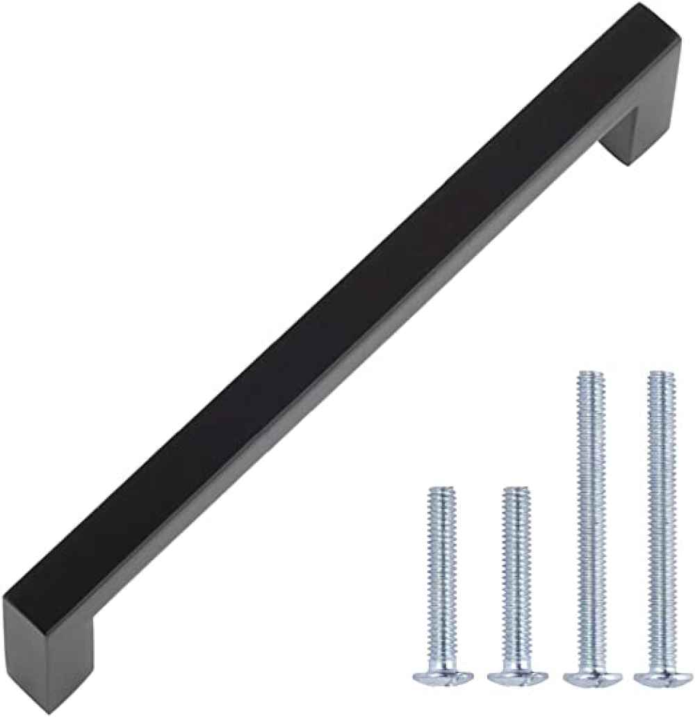 8-in. x 1.25-in. Stainless Steel Cabinet Cabinet Handle In Black