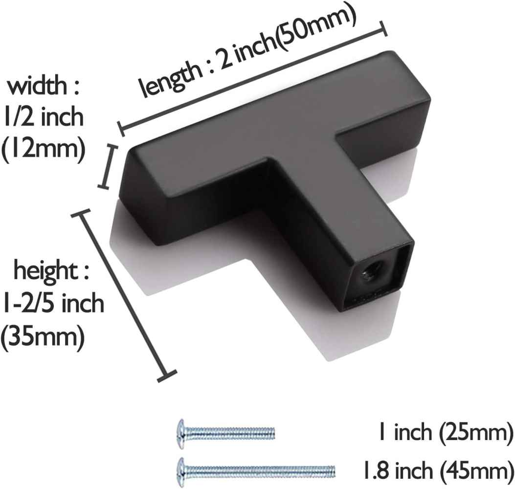 2-in. x 1.04-in. Stainless Steel Cabinet Cabinet Knob In Black