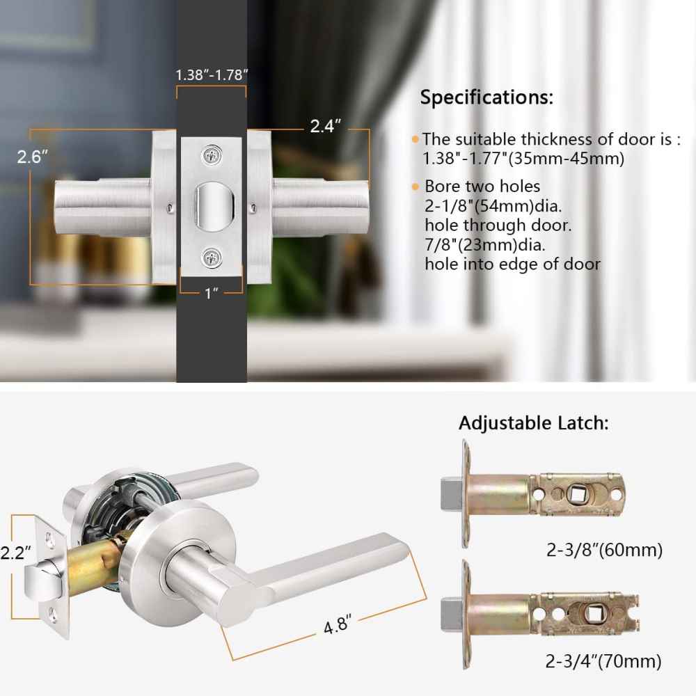 4.8-in. x 0.01-in. Stainless Steel Door Door Lock In Brushed Nickel