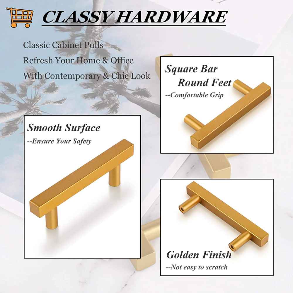 5-in. x 1.25-in. Stainless Steel Cabinet Cabinet Handle In Gold