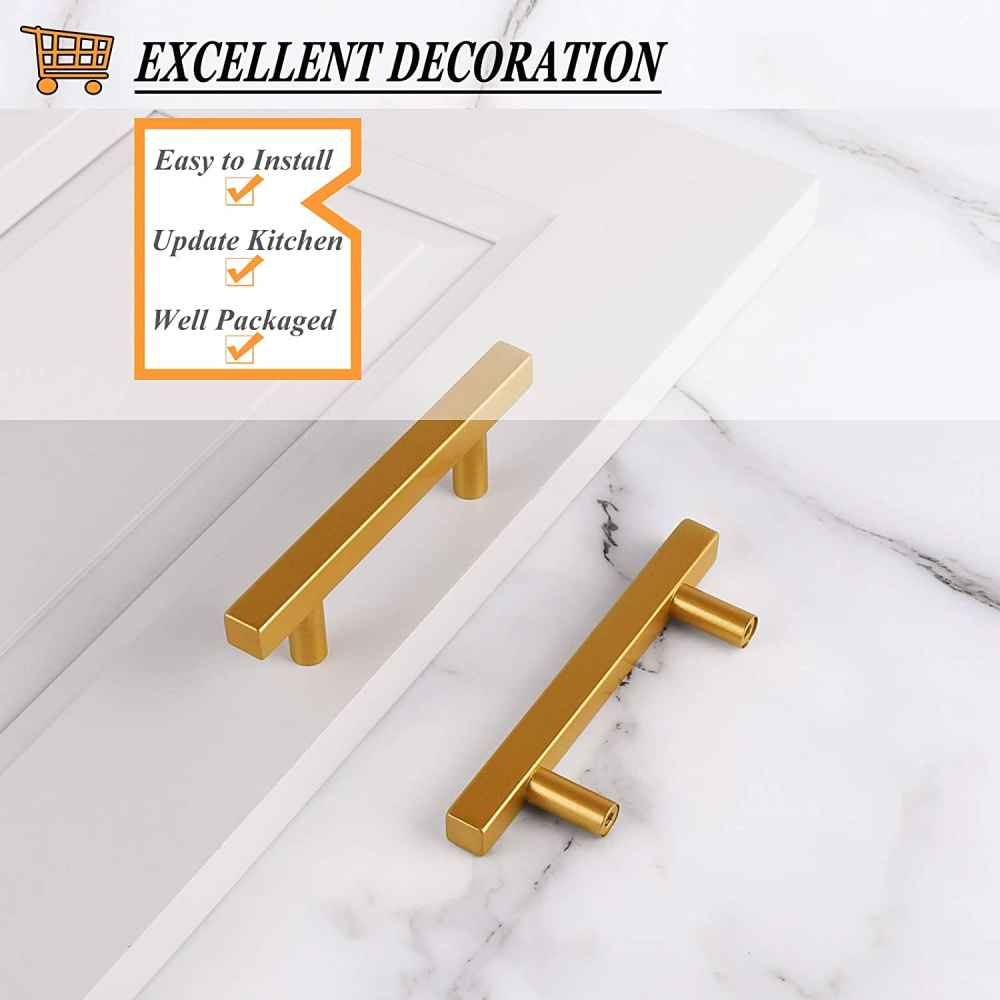 5-in. x 1.25-in. Stainless Steel Cabinet Cabinet Handle In Gold