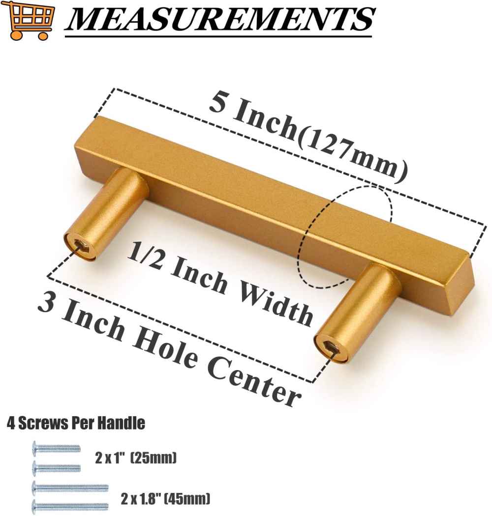5-in. x 1.25-in. Stainless Steel Cabinet Cabinet Handle In Gold