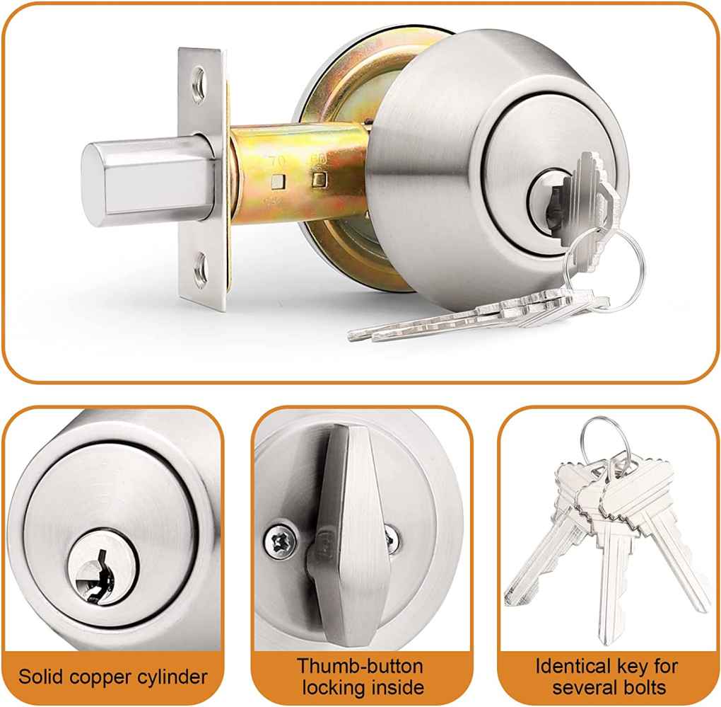 2.56-in. x 0.03-in. Stainless Steel Door Door Lock In Brushed Nickel