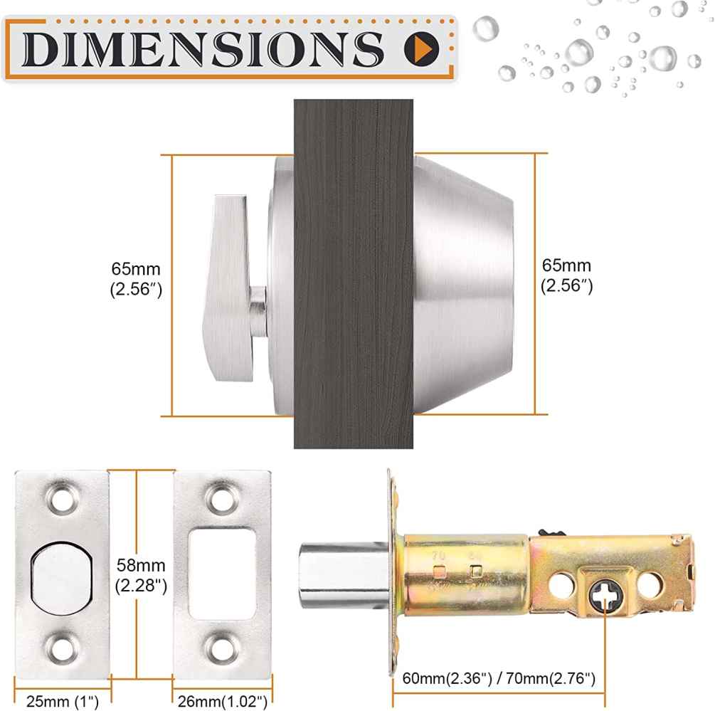 2.56-in. x 0.03-in. Stainless Steel Door Door Lock In Brushed Nickel