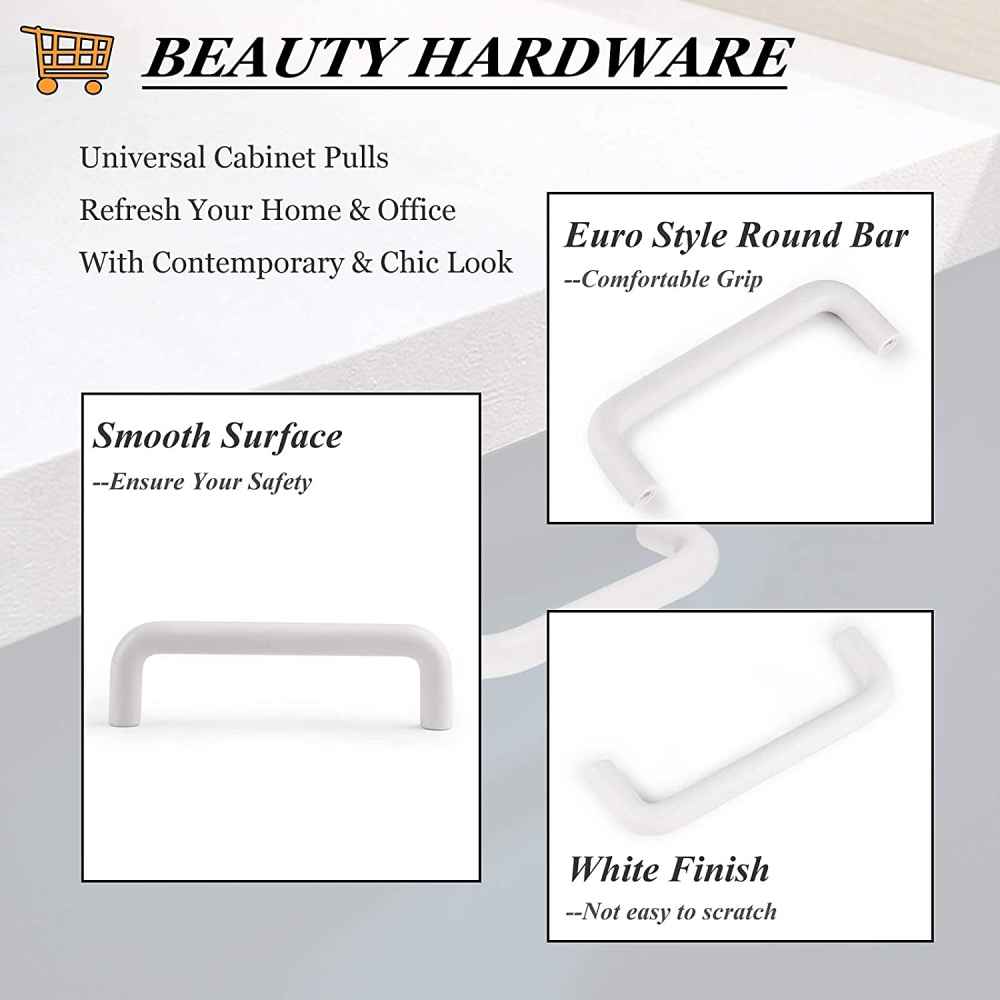 4.02-in. x 1.25-in. Plastic Cabinet Cabinet Handle In White