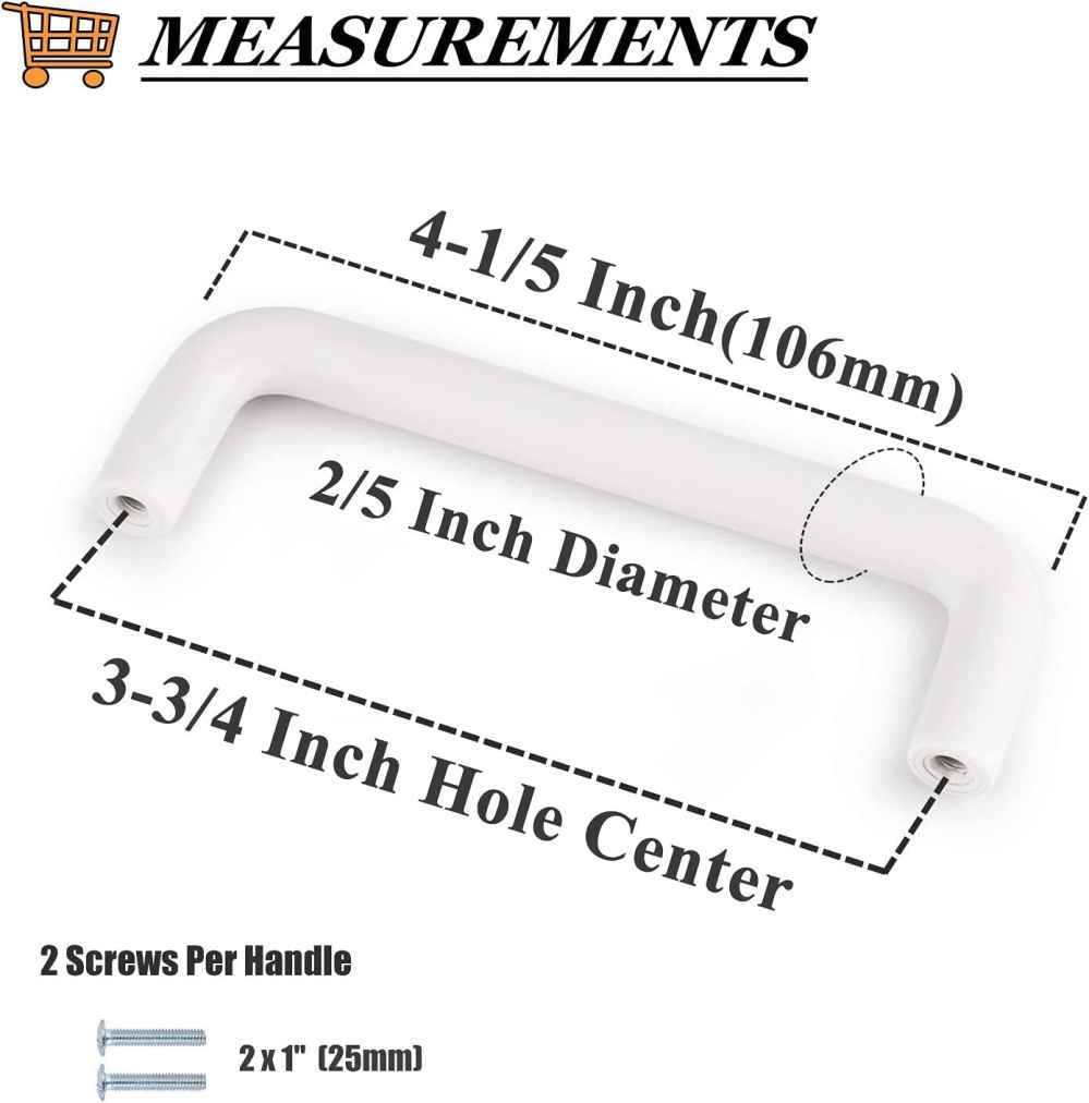 4.02-in. x 1.25-in. Plastic Cabinet Cabinet Handle In White