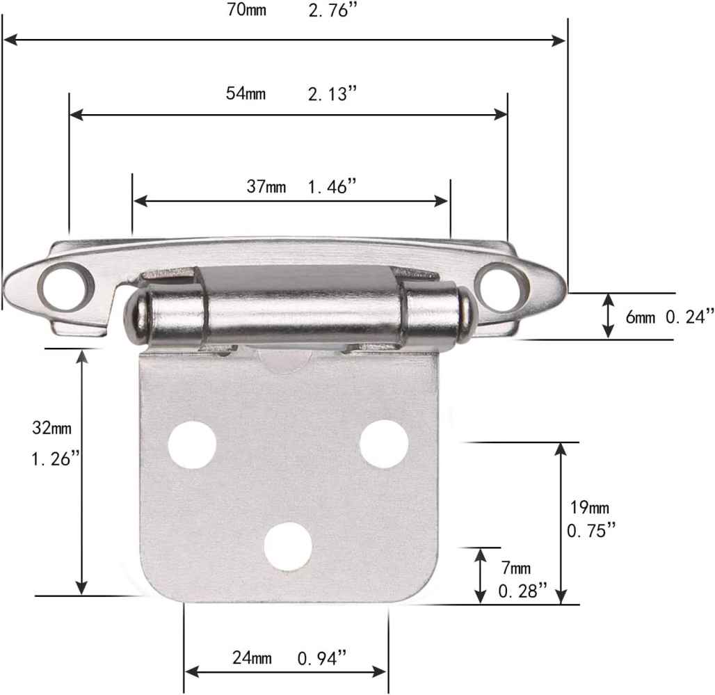 2.76-in. x 1.50-in. Alloy-Steel Cabinet Cabinet Hinge In Brushed Nickel