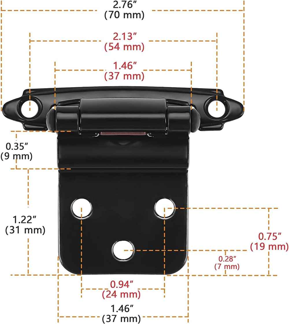 2.76-in. x 1.75-in. Zinc Alloy Cabinet Cabinet Hinge In Black