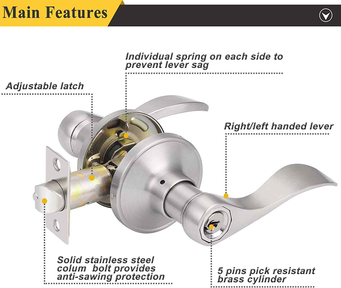 4-in. x 0.03-in. Zinc Alloy Door Door Lock In Satin Nickel