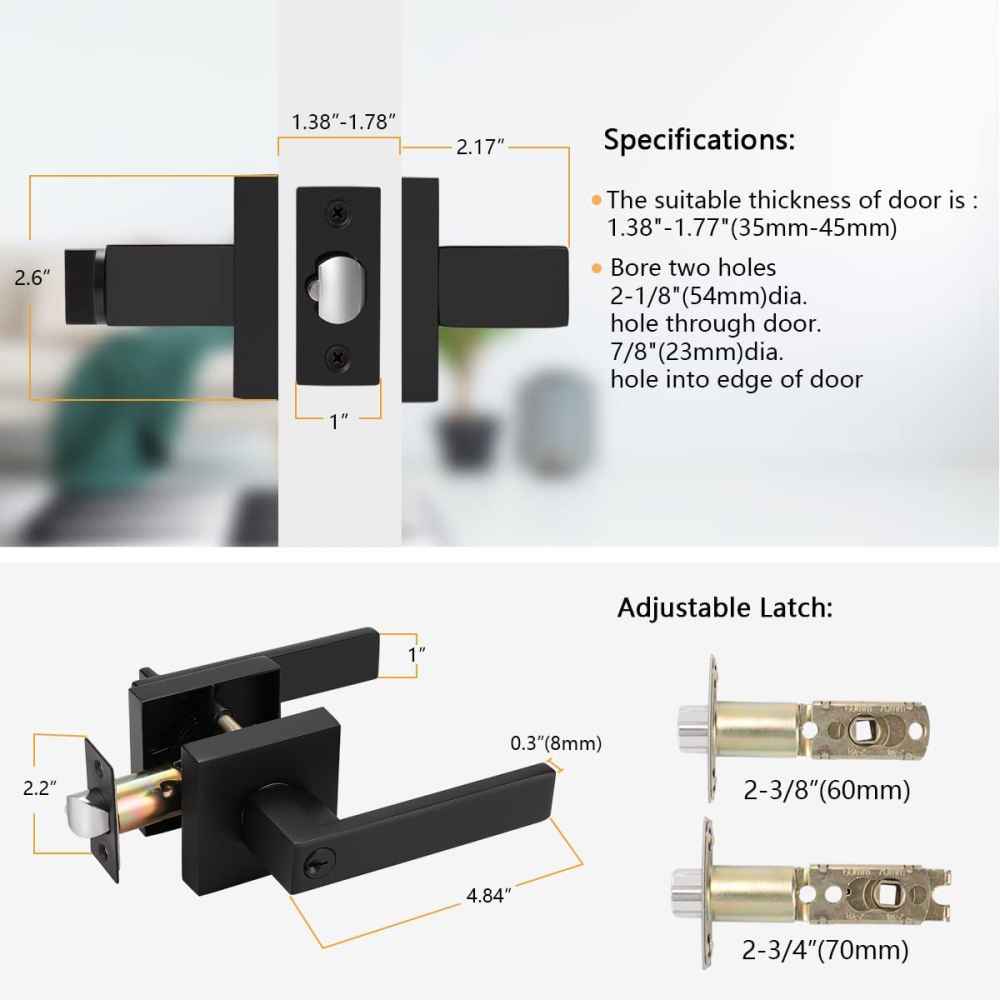 1.18-in. x 0.03-in. Zinc Alloy Door Door Lock In Black