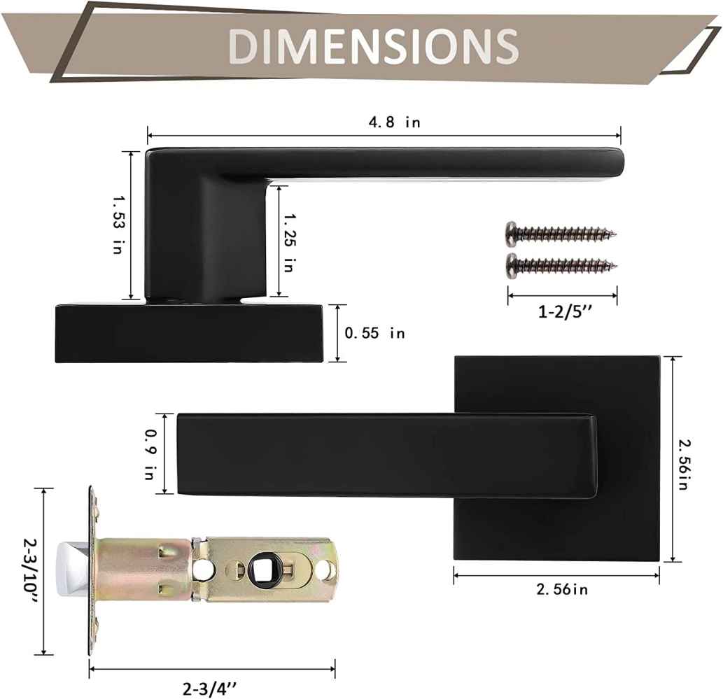 1.18-in. x 1.18-in. Stainless Steel Door Door Lock In Black