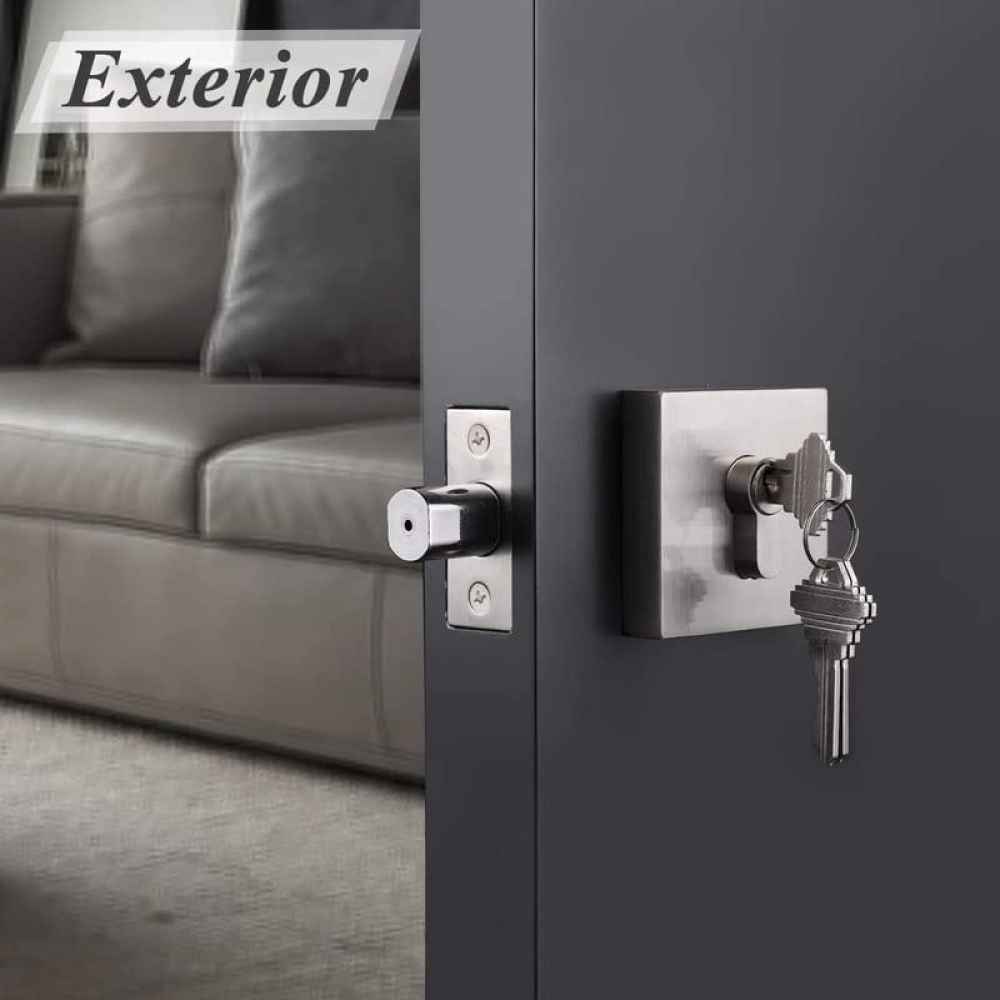 3.5-in. x 3.5-in. Stainless Steel Door Door Lock In Satin Nickel