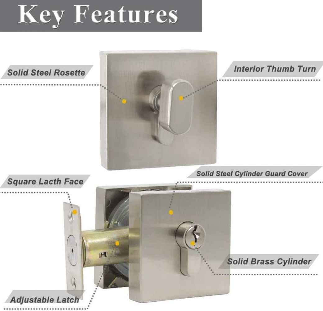 3.5-in. x 3.5-in. Stainless Steel Door Door Lock In Satin Nickel