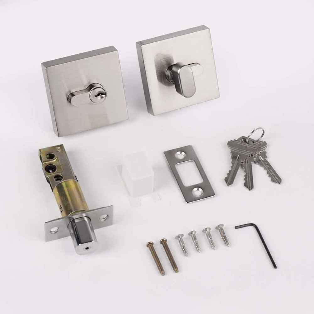 3.5-in. x 3.5-in. Stainless Steel Door Door Lock In Satin Nickel