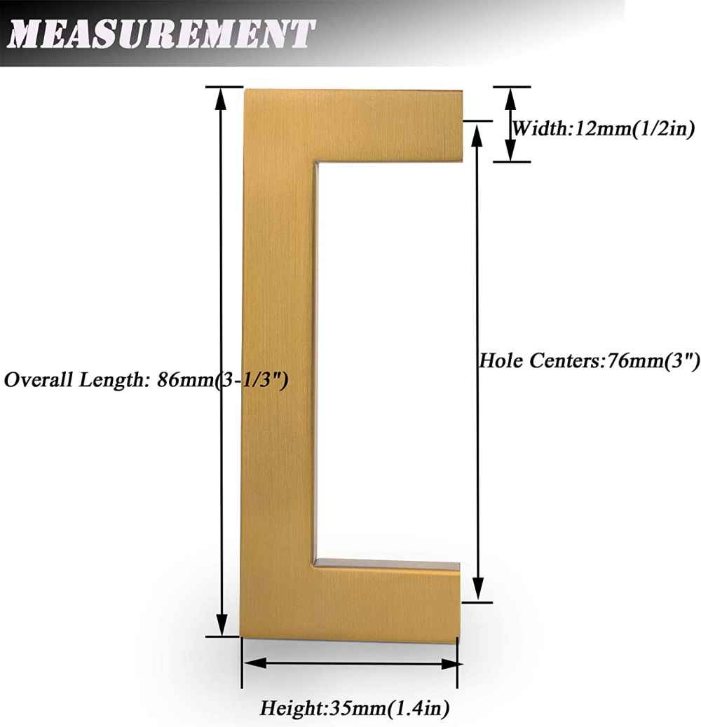 3.4-in. x 1.4-in. Stainless Steel Cabinet Cabinet Handle In Gold