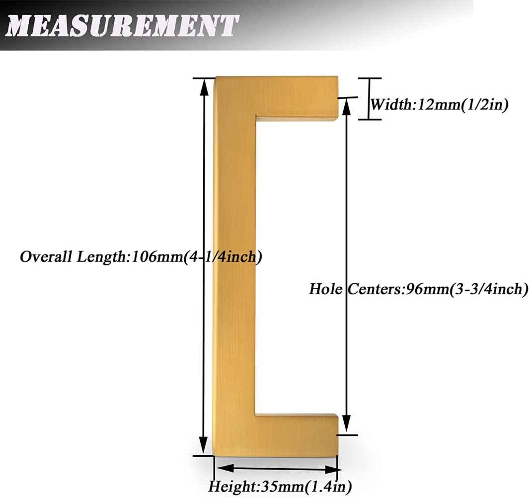 4.2-in. x 1.4-in. Stainless Steel Cabinet Cabinet Handle In Gold