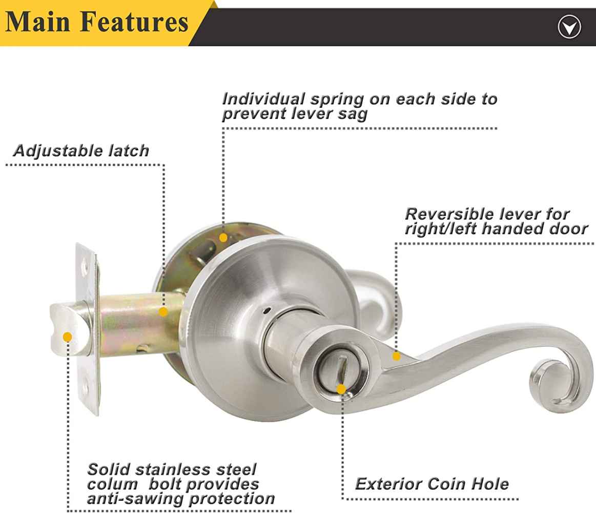 2.5-in. x 0.03-in. Stainless Steel Door Door Lock In Satin Nickel