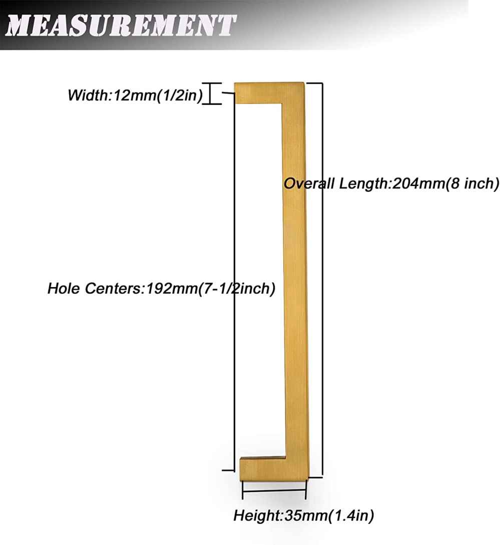 8-in. x 1.4-in. Stainless Steel Cabinet Cabinet Handle In Gold