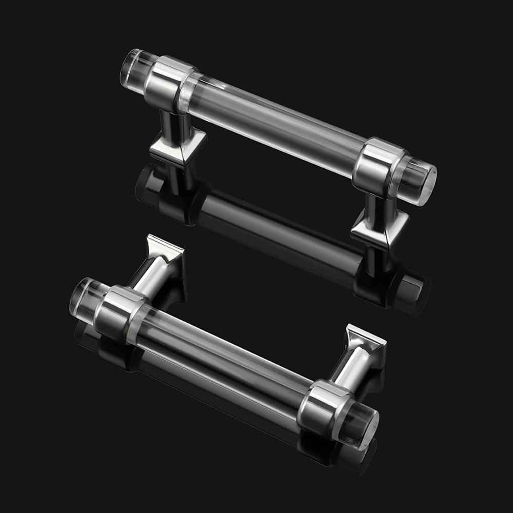 4.33-in. x 1.5-in. Acrylic-zinc Alloy Cabinet Cabinet Handle In Chrome