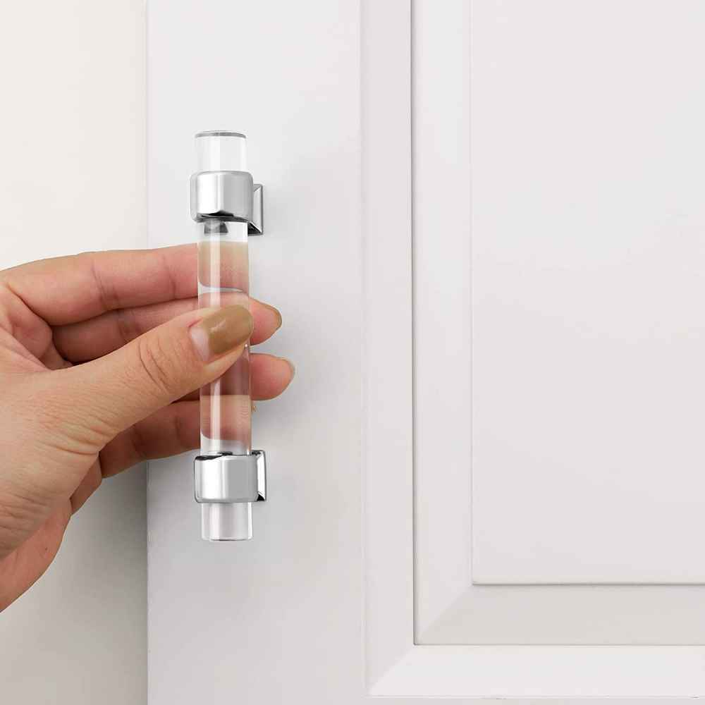 4.33-in. x 1.5-in. Acrylic-zinc Alloy Cabinet Cabinet Handle In Chrome