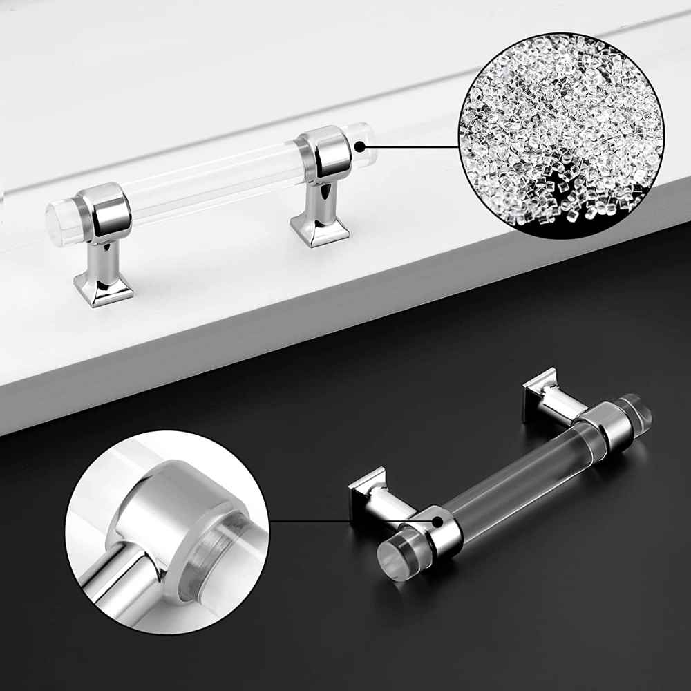 4.33-in. x 1.5-in. Acrylic-zinc Alloy Cabinet Cabinet Handle In Chrome