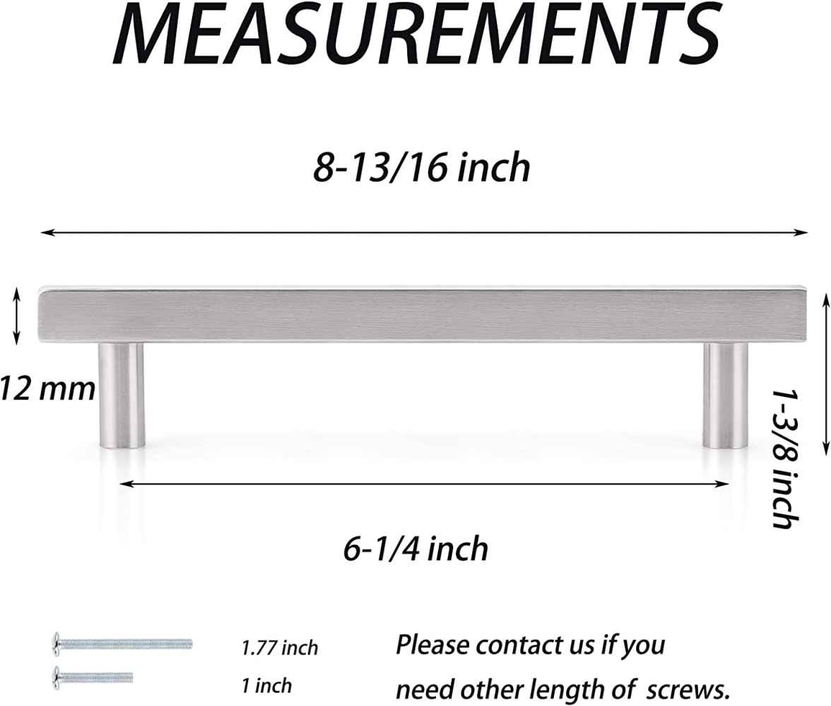 8.81-in. x 1.3-in. Stainless Steel Cabinet Cabinet Handle In Brushed Nickel
