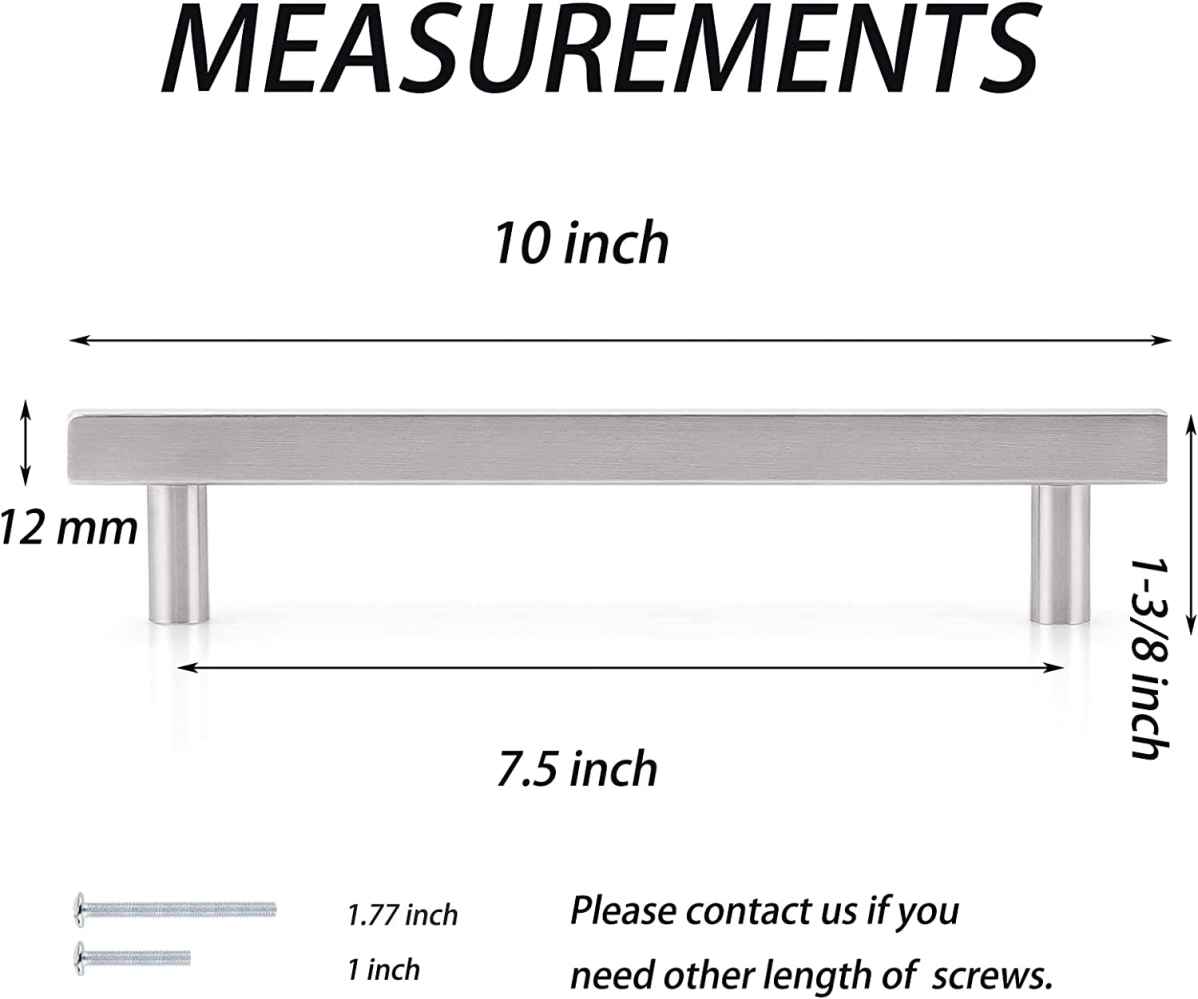 10-in. x 0.47-in. Stainless Steel Cabinet Cabinet Handle In Brushed Nickel