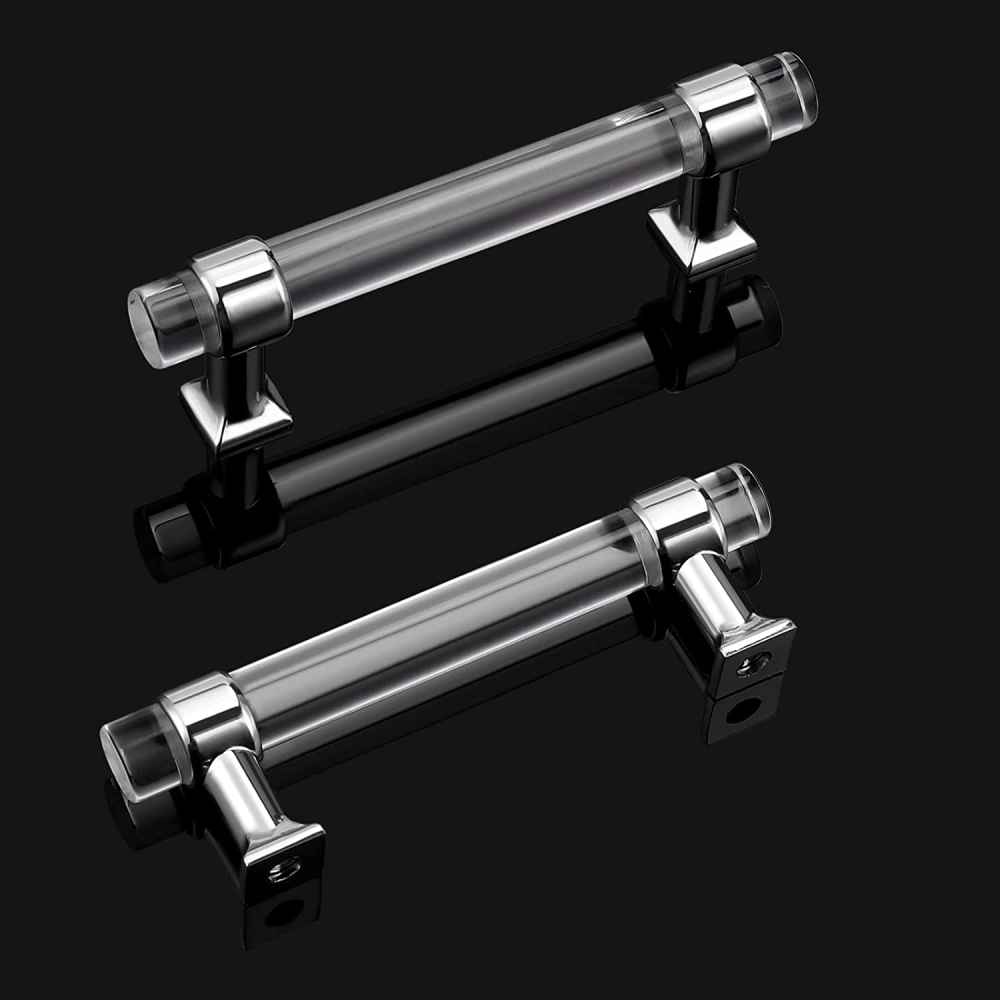 4.8-in. x 1.5-in. Acrylic-zinc Alloy Cabinet Cabinet Handle In Chrome