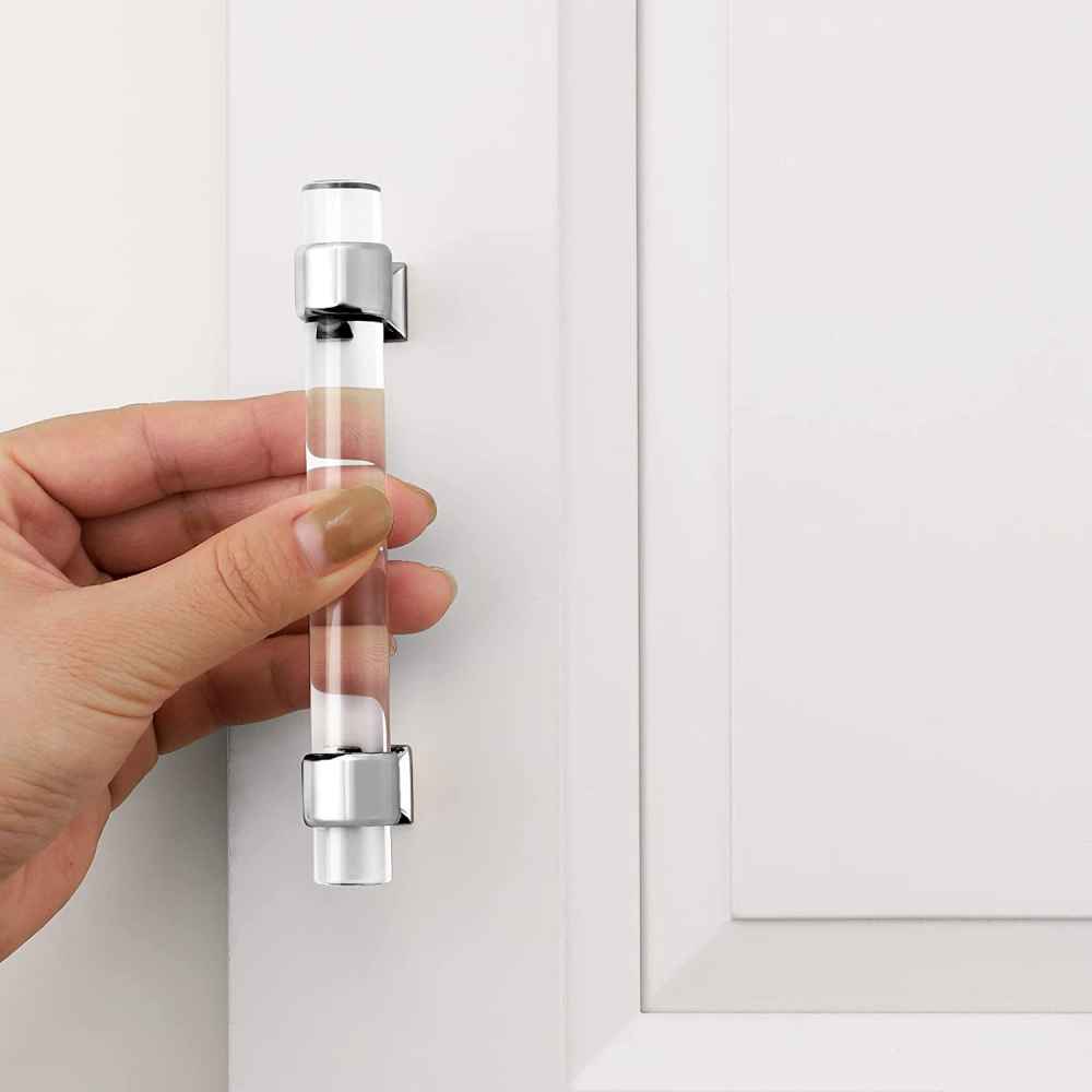 4.8-in. x 1.5-in. Acrylic-zinc Alloy Cabinet Cabinet Handle In Chrome