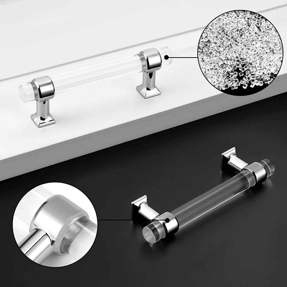 4.8-in. x 1.5-in. Acrylic-zinc Alloy Cabinet Cabinet Handle In Chrome