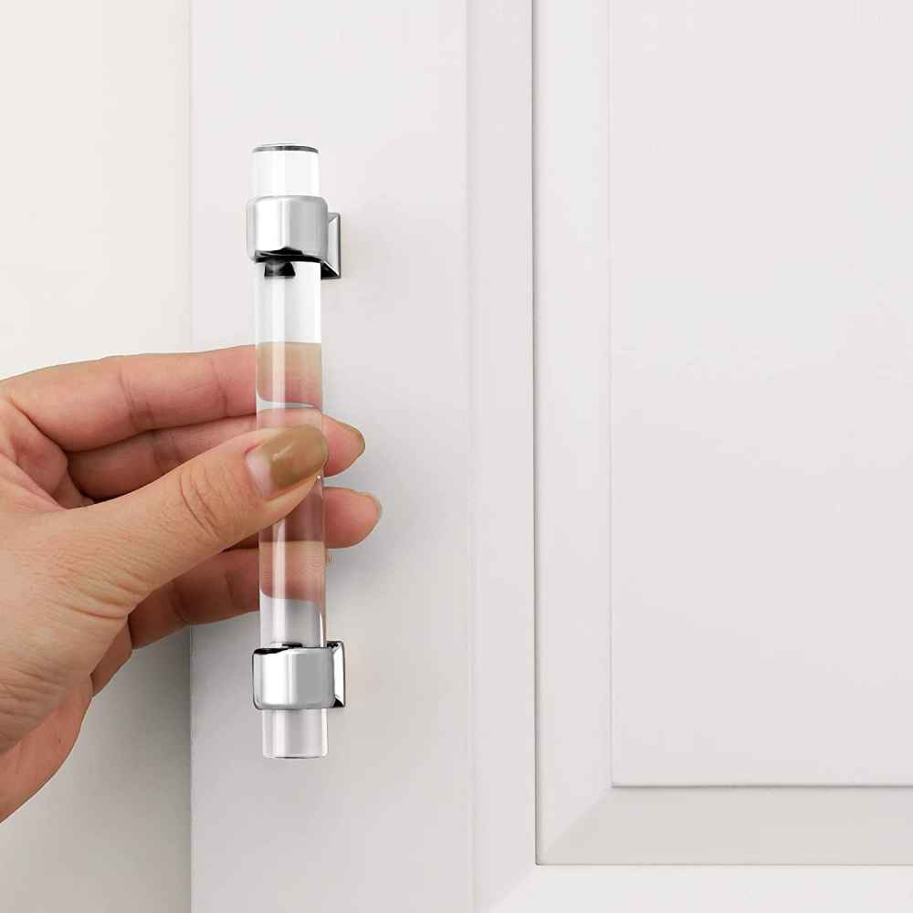 5.8-in. x 1.5-in. Acrylic-zinc Alloy Cabinet Cabinet Handle In Chrome