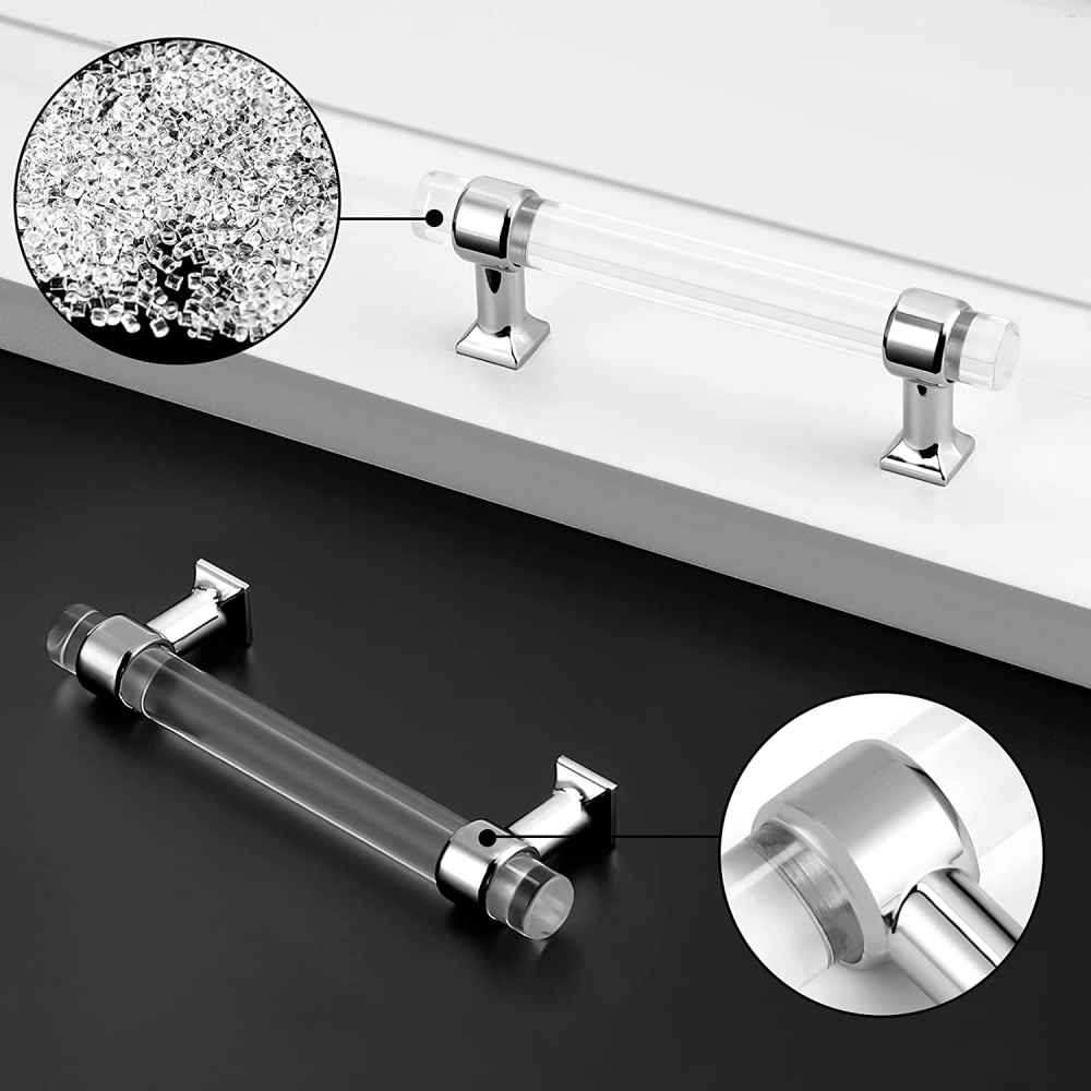 5.8-in. x 1.5-in. Acrylic-zinc Alloy Cabinet Cabinet Handle In Chrome