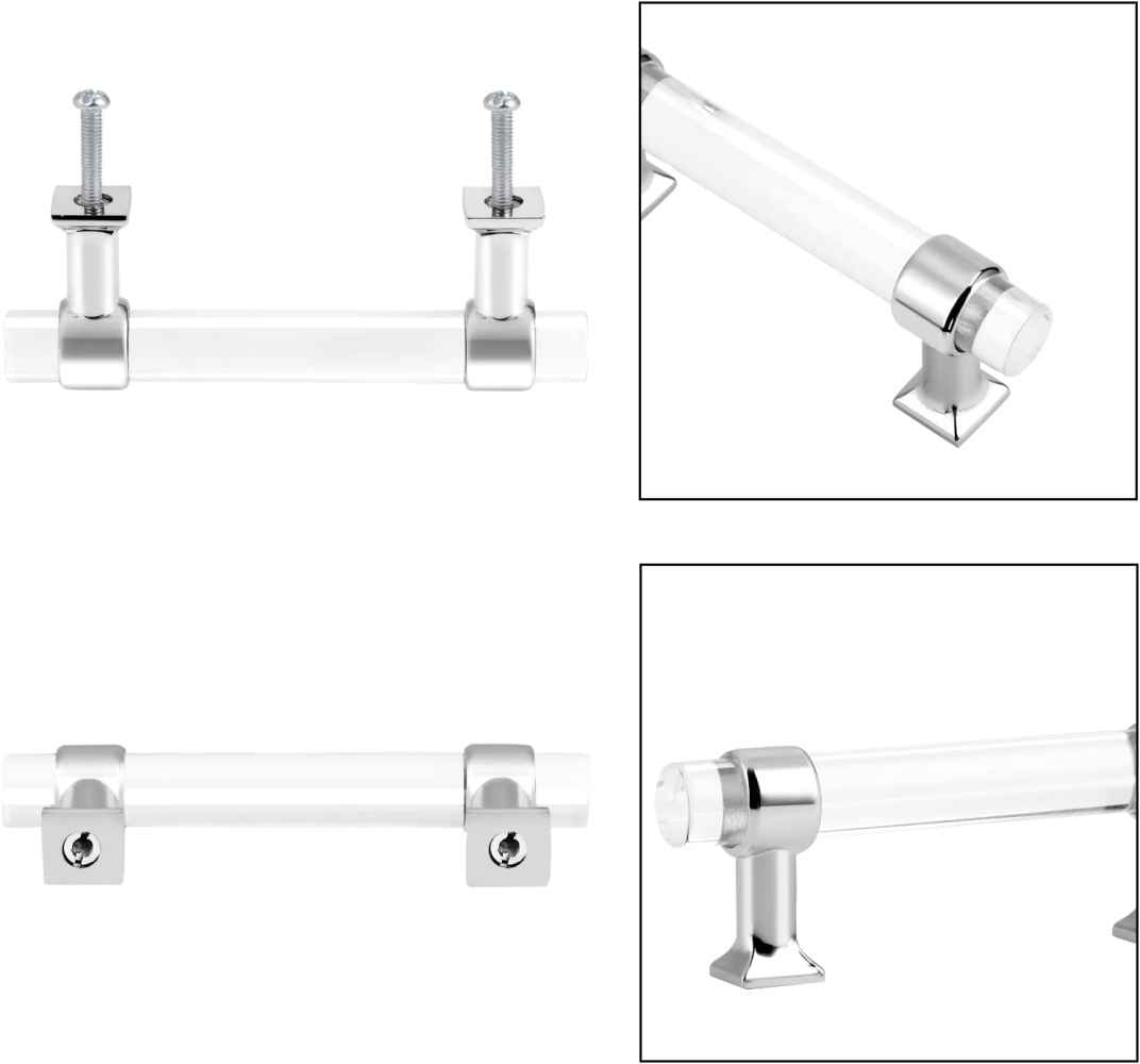 5.8-in. x 1.5-in. Acrylic-zinc Alloy Cabinet Cabinet Handle In Chrome