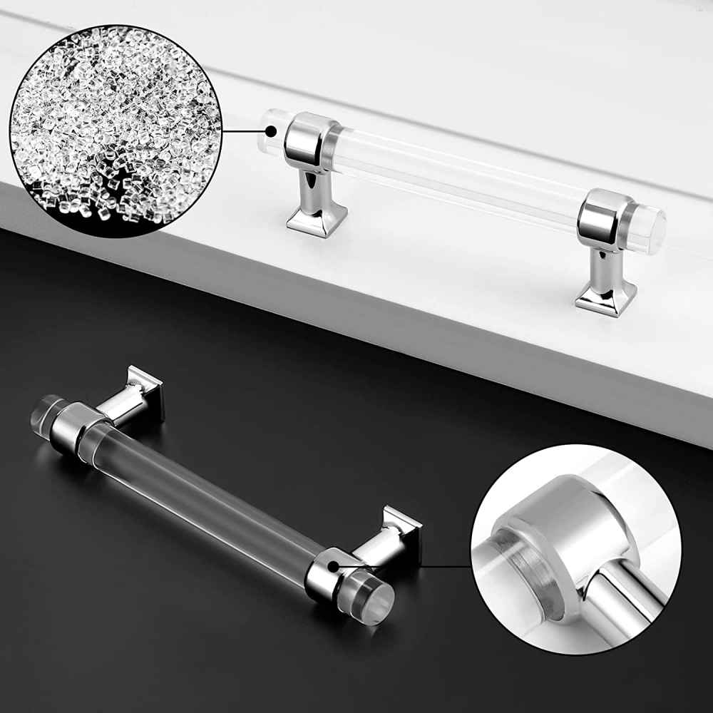 5.3-in. x 1.5-in. Acrylic-zinc Alloy Cabinet Cabinet Handle In Chrome