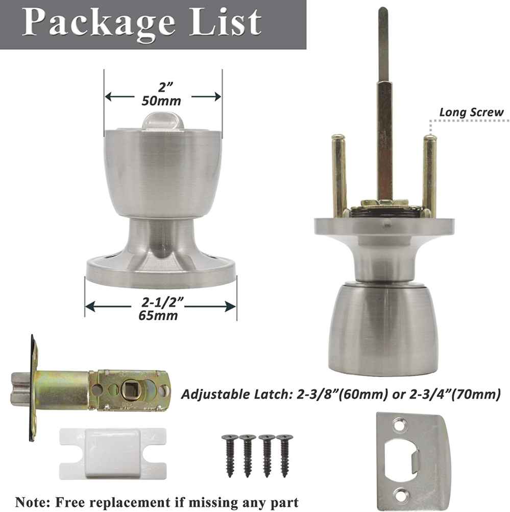2.5-in. x 0.04-in. Stainless Steel Door Door Lock In Brushed Nickel