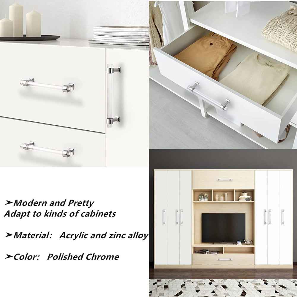 2.5-in. x 1.5-in. Acrylic-zinc Alloy Cabinet Cabinet Handle In Chrome