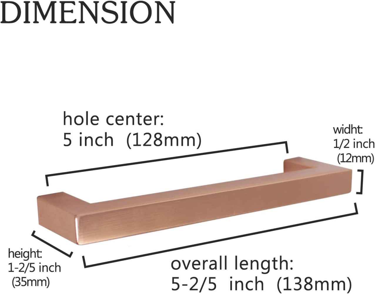 5.4-in. x 1.4-in. Stainless Steel Cabinet Cabinet Handle In Rose Gold