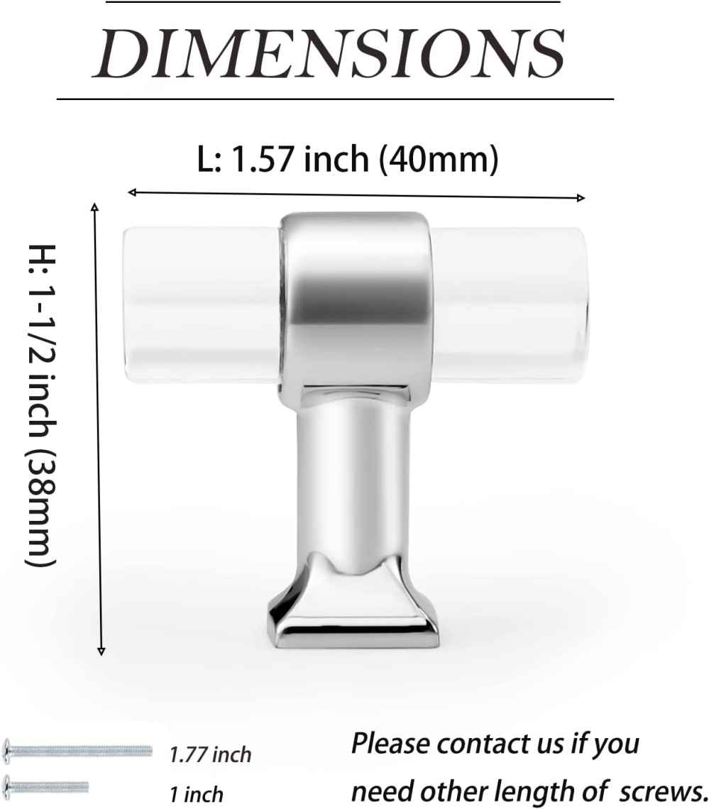1.57-in. x 1.5-in. Acrylic-zinc Alloy Cabinet Cabinet Knob In Chrome
