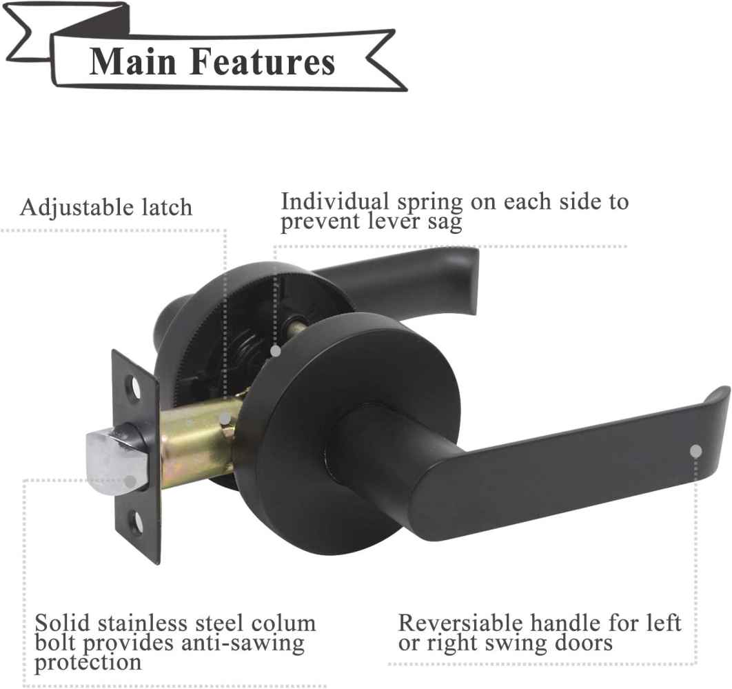 4.84-in. x 1.5-in. Zinc Alloy Door Door Lock In Black