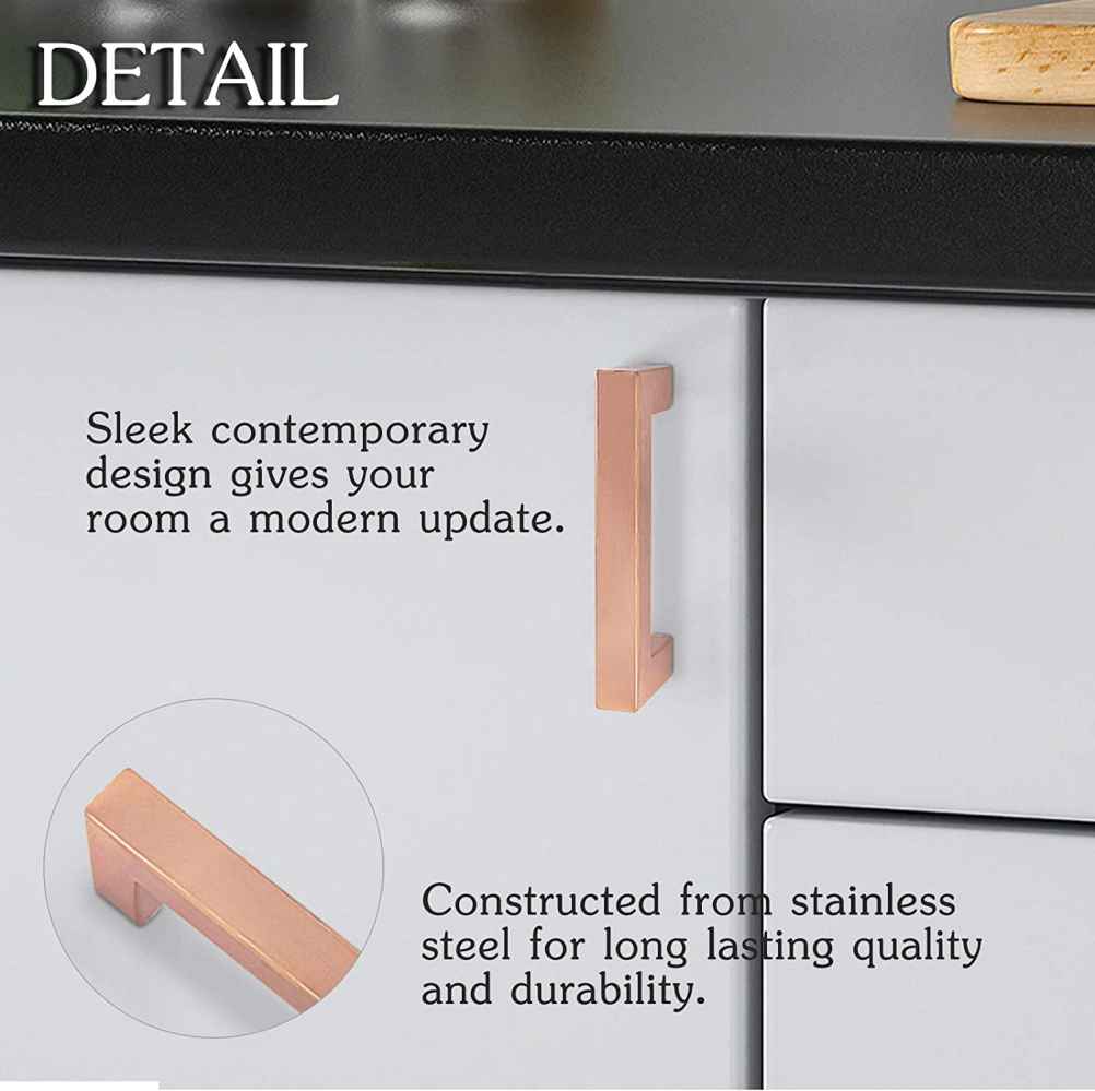 4.2-in. x 1.4-in. Stainless Steel Cabinet Cabinet Handle In Rose Gold