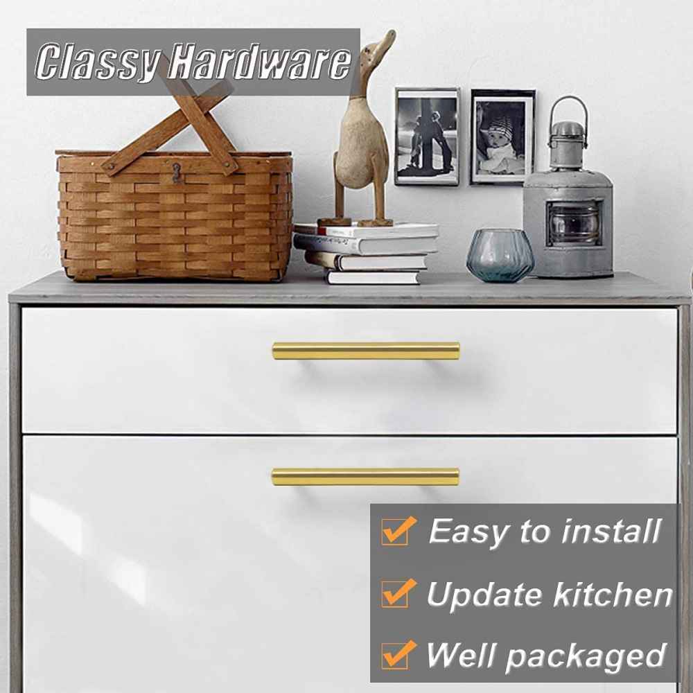6-in. x 1.3-in. Stainless Steel Cabinet Cabinet Handle In Gold