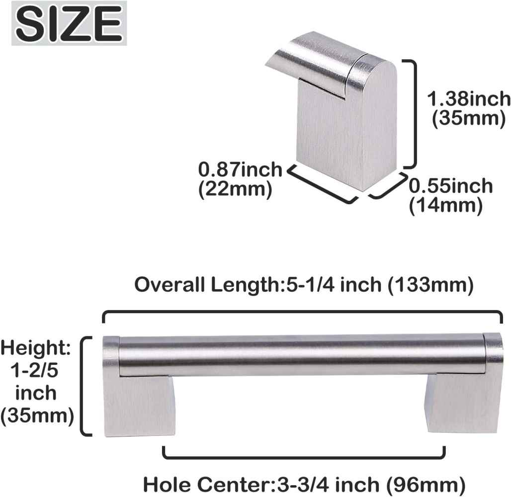 5.2-in. x 1.2-in. Stainless Steel Cabinet Cabinet Handle In Brushed Nickel
